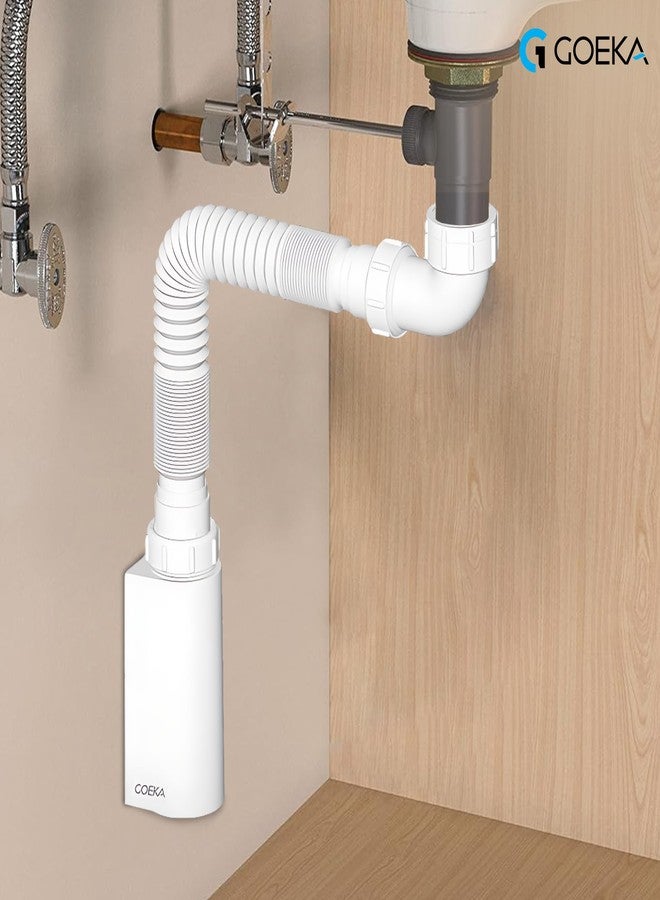 GOEKA ABS Bottle Trap with Expandable Pipe | Height Adjustable Waste Outlet Pipe for Bathroom, Wash Basin & Kitchen Sink | Modern White ABS Body | Anti-Leak & Durable (Bottle Trap Only) - Image 5